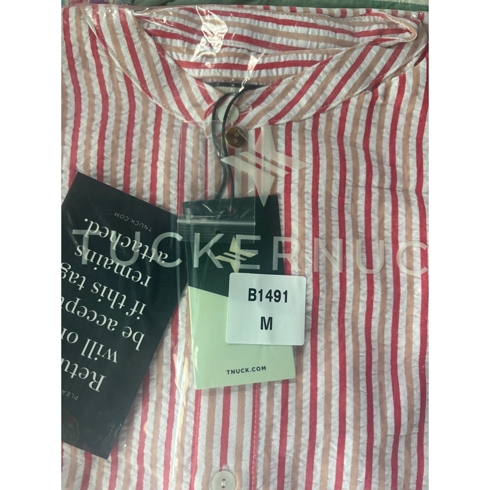Tuckernuck Strawberry Stripe Shirt Dress Red White Medium NWT - Picture 6 of 6
